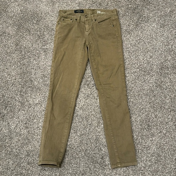 J. Crew Toothpick jeans. Womens size 26. Olive - Picture 1 of 5